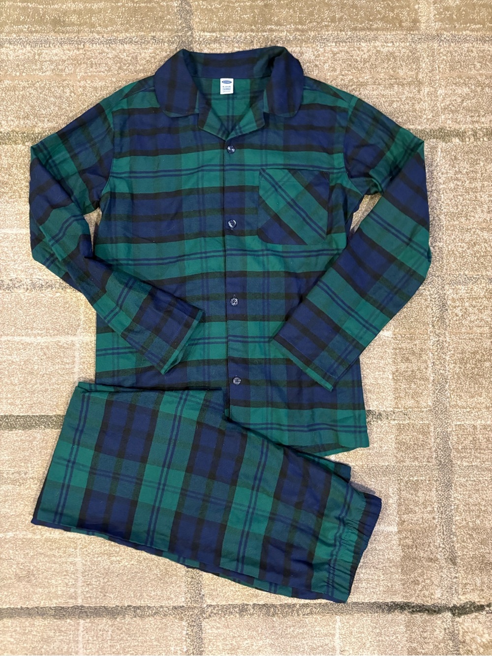 Black Watch tartan plaid flannel long-sleeve pajama set Kids XL 14-16